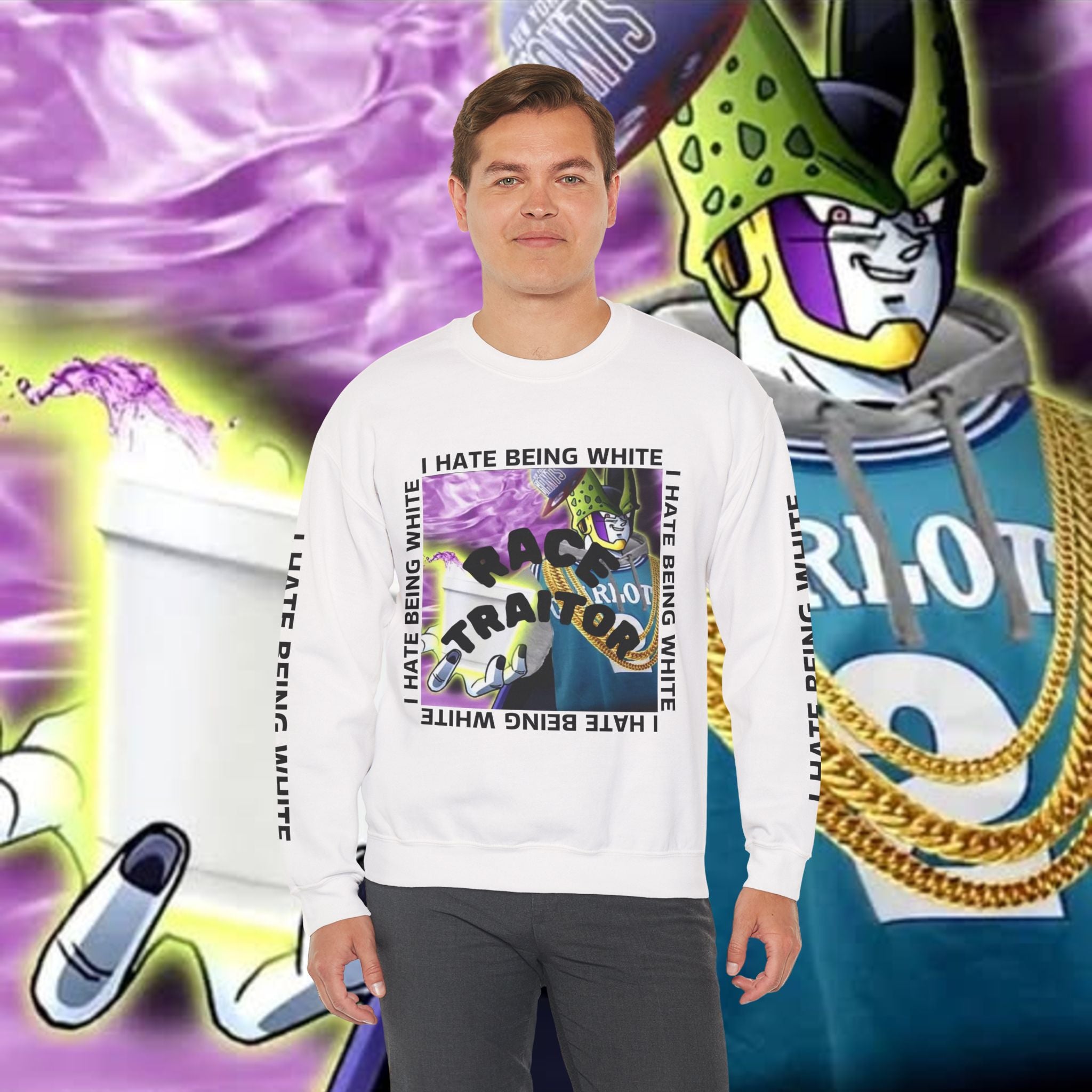 I HATE BEING WHITE - RACE TRAITOR Crewneck Sweatshirt Unisex
