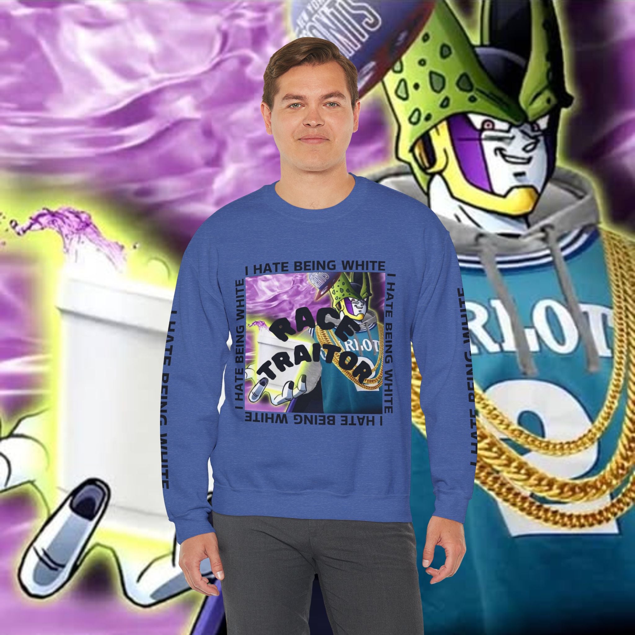 I HATE BEING WHITE - RACE TRAITOR Crewneck Sweatshirt Unisex