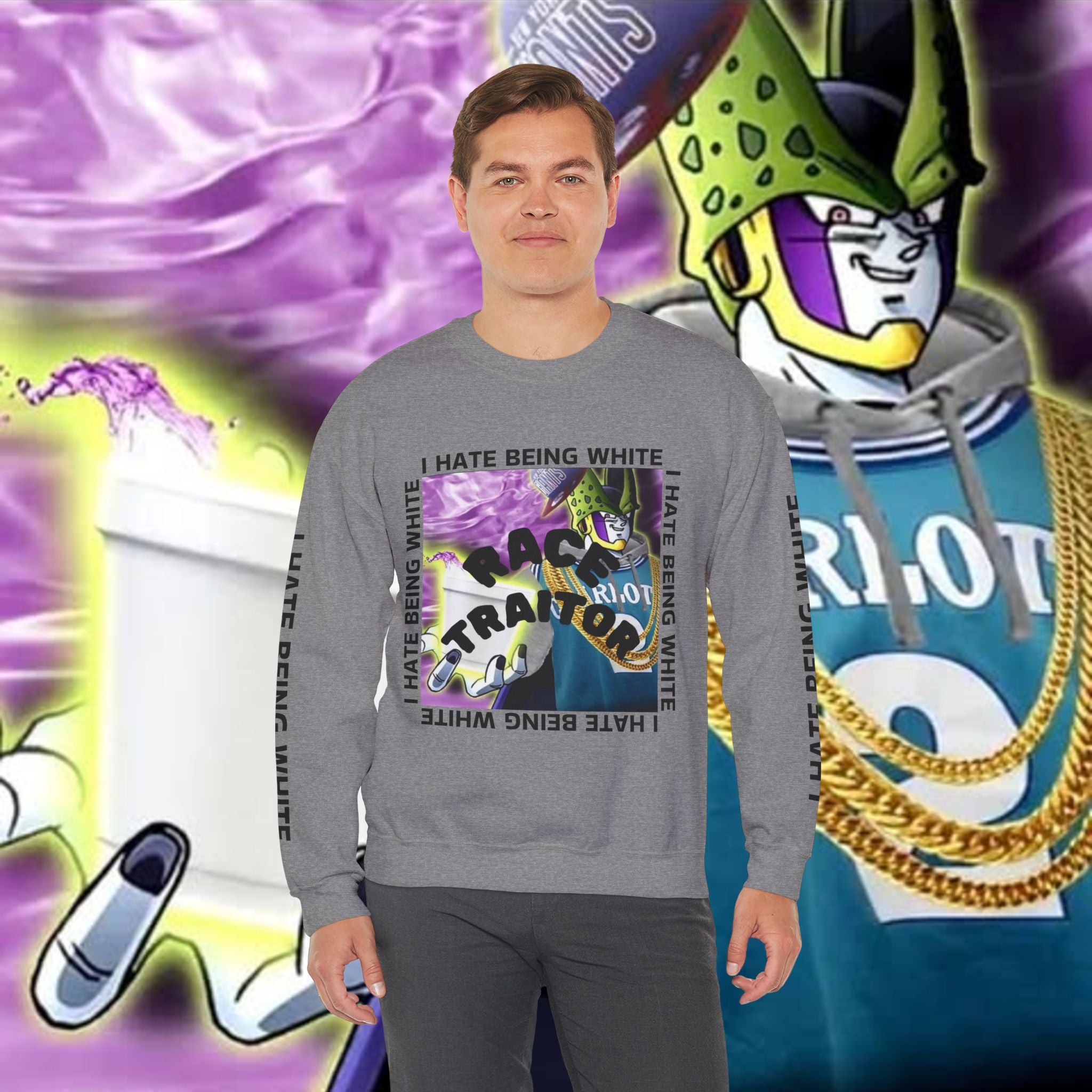 I HATE BEING WHITE - RACE TRAITOR Crewneck Sweatshirt Unisex